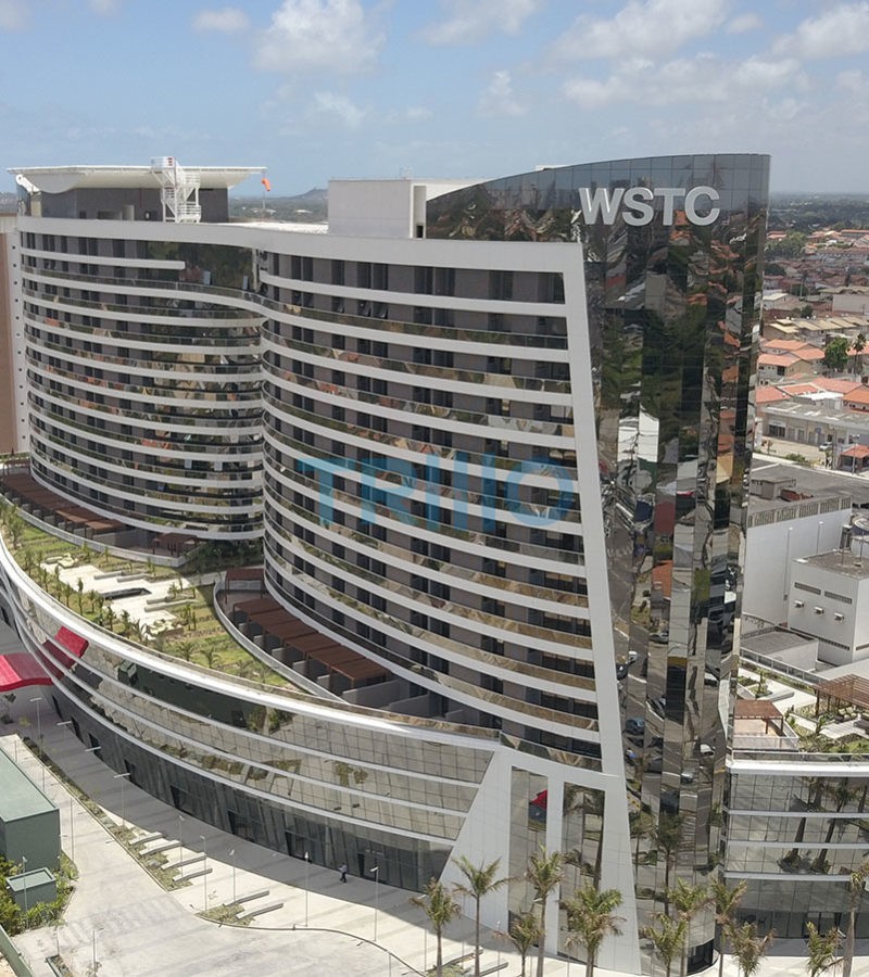 Fachada do WSTC Village, sede do escritório em Fortaleza